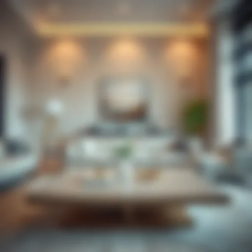 Modern minimalist coffee table in a stylish living room setting