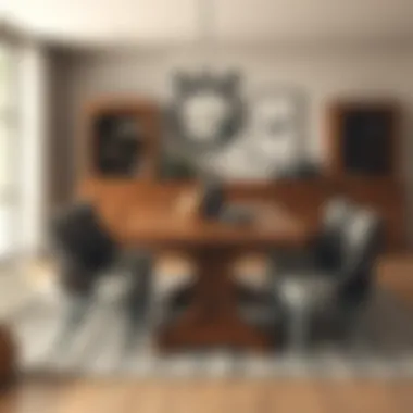 Rustic dining table with warm wood tones and comfortable seating