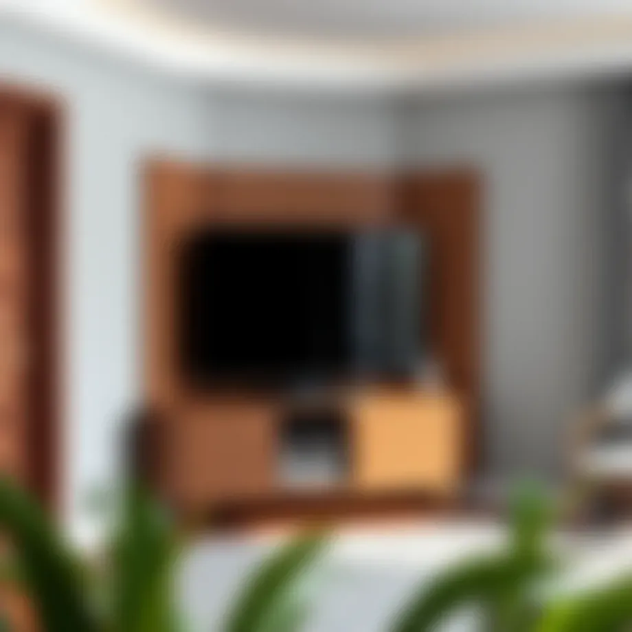 Stylish corner TV stand showcasing elegant wood finish and sleek design