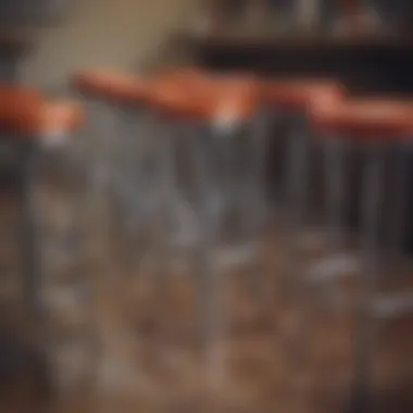 Different materials used for bar stools displayed