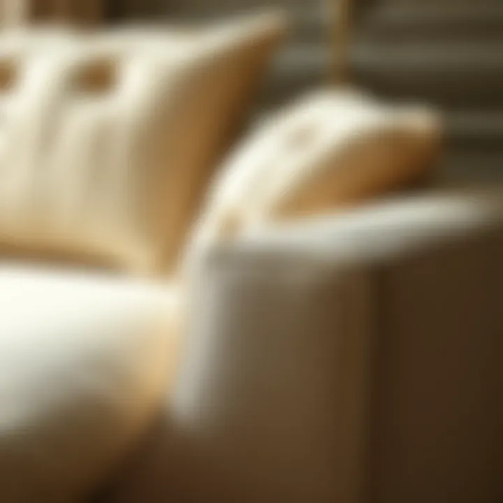 Close-up of upholstery fabric on a cream L-shape sofa