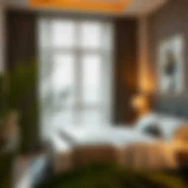 Stylish bedroom adorned with elegant blackout curtains