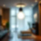 A sleek 100 watt LED light bulb illuminating a modern interior space.