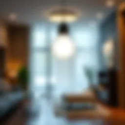 A sleek 100 watt LED light bulb illuminating a modern interior space.