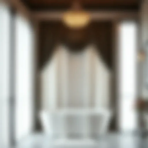 Elegant extra long shower curtain with valance enhancing bathroom decor