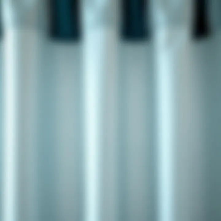 Close-up of luxurious fabric textures used in extra long shower curtains