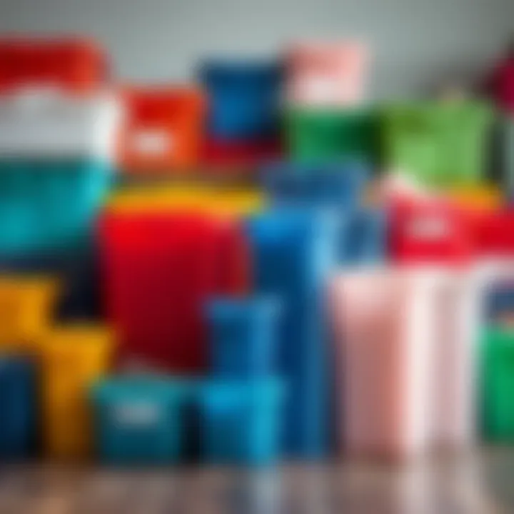 Diverse Plastic File Containers A variety of plastic file containers in different colors and sizes