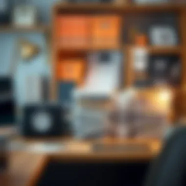 Organized Workspace with File Containers An organized workspace featuring plastic file containers for documents