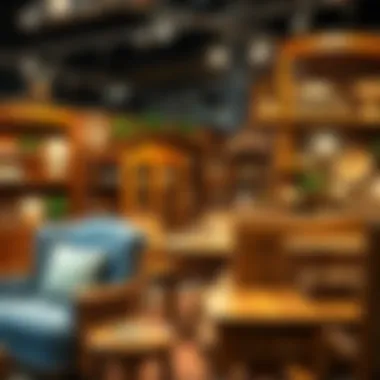 Unique handcrafted wooden furniture display