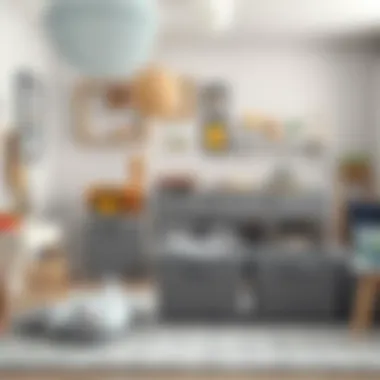 Functional Organization in a Playroom with Gray Cubes Organized children's playroom featuring gray fabric storage cubes