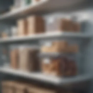 Stylish clear plastic storage bins arranged on a shelf