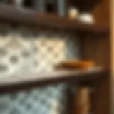 Elegant Patterned Shelf Liner Close-up of a beautiful patterned kitchen shelf liner