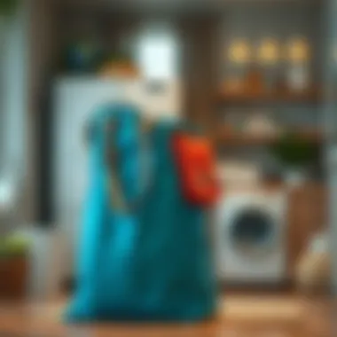 Versatile laundry bag in a home setting, showcasing its practical use