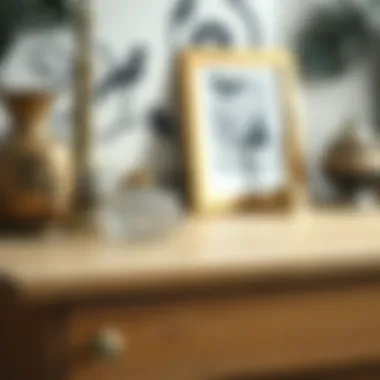 Stylish Decorative Accents on a Light Oak Dresser Stylish light oak dresser displaying decorative accents