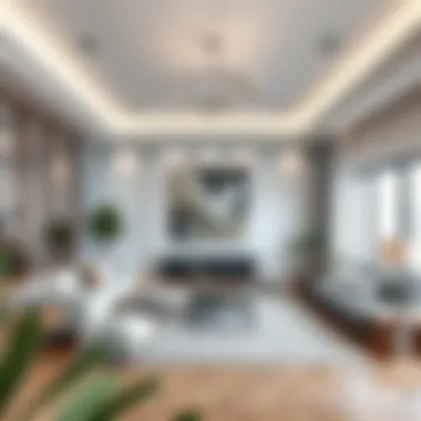 Modern Minimalist Living Room A modern living room with minimalist decor and a cozy atmosphere