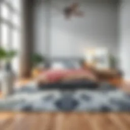 Stylish area rug enhancing a modern bedroom aesthetic