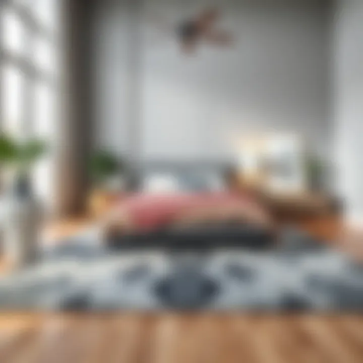 Stylish area rug enhancing a modern bedroom aesthetic