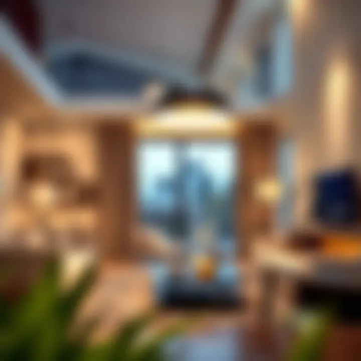 Modern Design of Directional Lighting in Living Spaces Sleek directional lighting fixture showcasing modern design in a living room setting