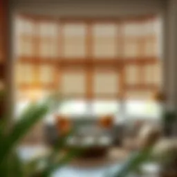 Elegant arrangement of matchstick bamboo blinds in a modern living space