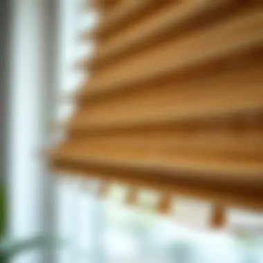 Natural Texture and Design of Matchstick Bamboo Blinds Close-up of matchstick bamboo blinds showcasing natural texture and design