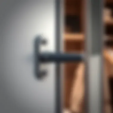 Hardware Details of Mirror Bifold Closet Doors Close-up of mirror bifold closet door hardware