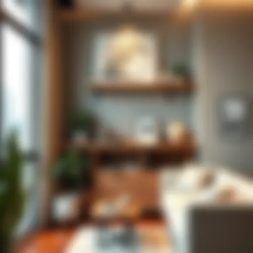 Stylish modern shelf brackets in a contemporary interior