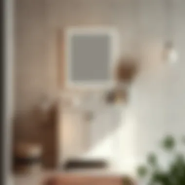 Textural Appeal: Chic Narrow White Vanity Chic narrow white vanity showcasing unique material textures