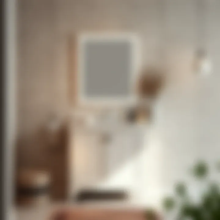 Textural Appeal: Chic Narrow White Vanity Chic narrow white vanity showcasing unique material textures