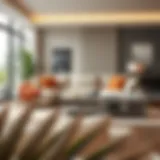 A stylish sectional couch in a modern living room setting