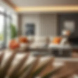 A stylish sectional couch in a modern living room setting