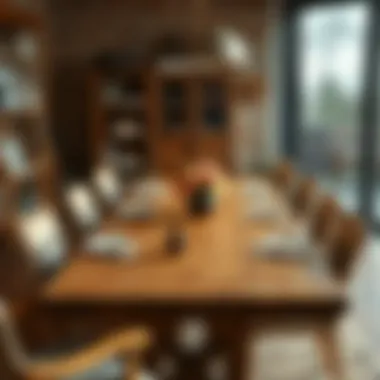 Rustic Farmhouse Dining Table Rustic farmhouse dining table in a cozy setting