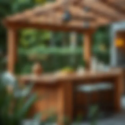 Elegant outdoor butcher block island showcasing natural wood grains