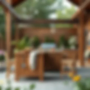 Maintenance tips illustrated for outdoor butcher block island care