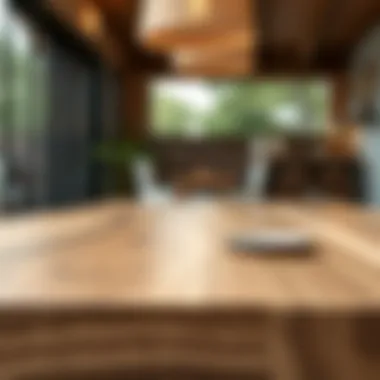 Detail of materials used in outdoor butcher block islands