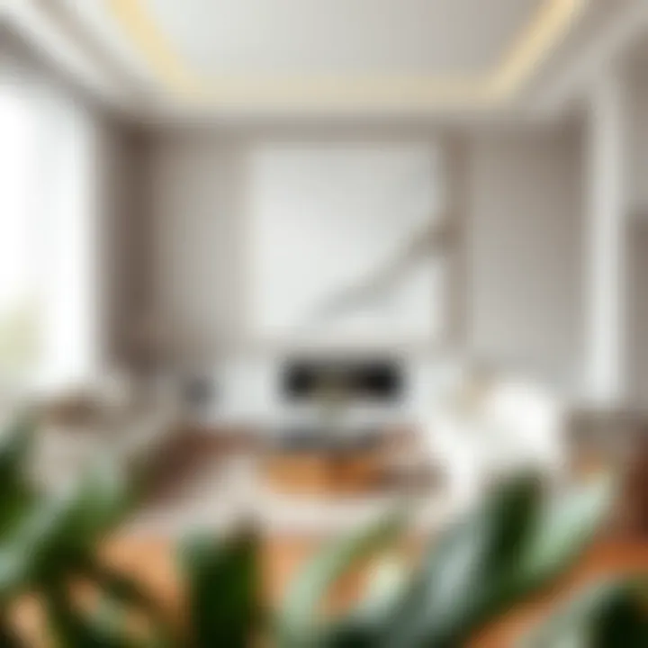 Transforming Spaces with Abstract Elegance Elegant oversized white abstract artwork enhancing a modern living room