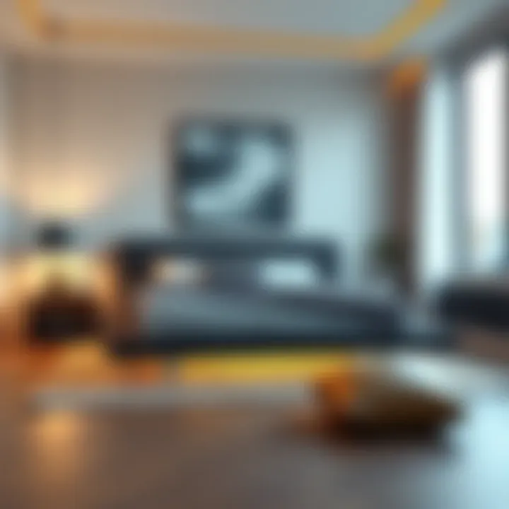 Stylish Bedroom with Platform Bed Stylish bedroom featuring a platform bed and contemporary decor