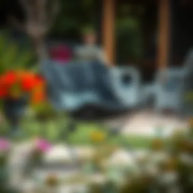 Functional design of a portable patio chair showcased in a garden.