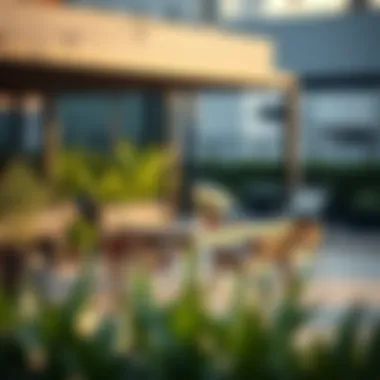 Trendy outdoor dining setup with portable furniture.