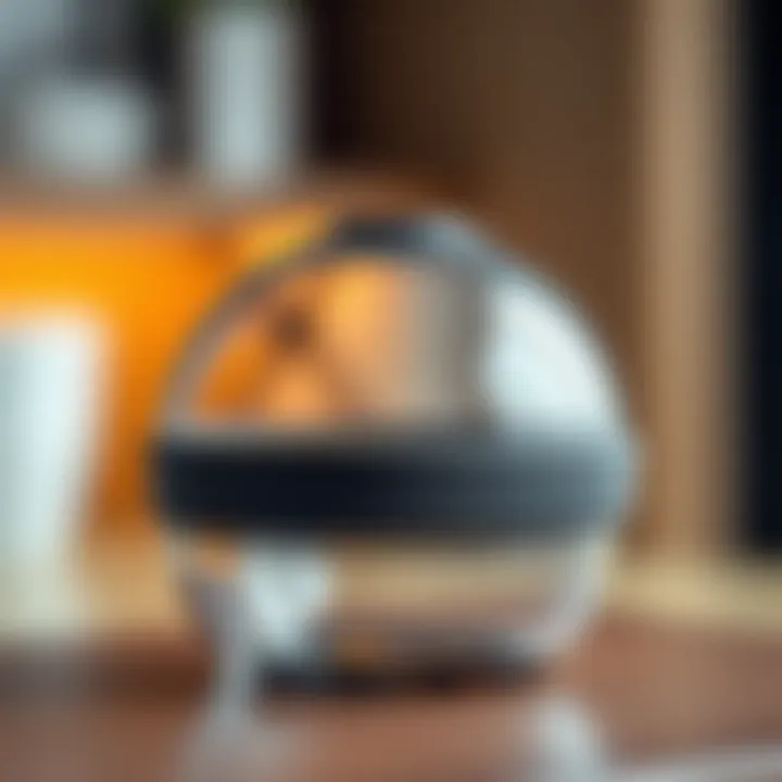 Close-up of the lid design of a four-cup glass container emphasizing safety and cleanliness