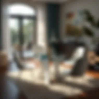 Chic glass dining table with modern chairs