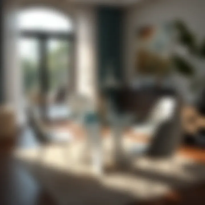 Chic glass dining table with modern chairs