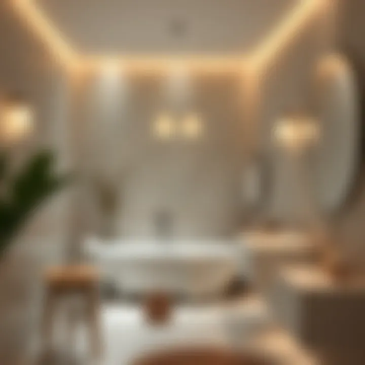 Tranquil Bathroom Environment Calm and serene bathroom featuring strategic lighting and decor
