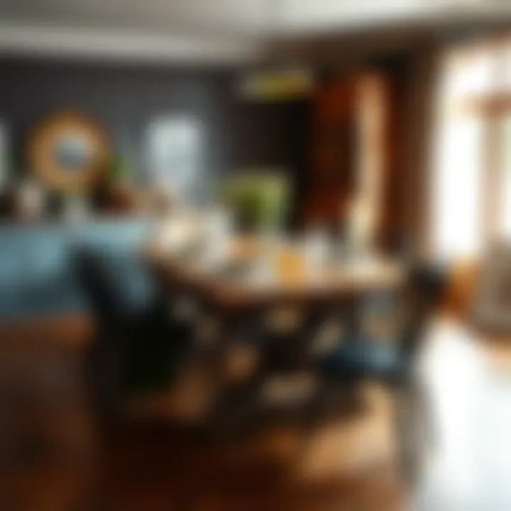 A rustic dining table made from reclaimed wood