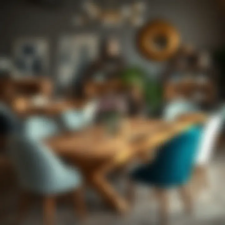 Artistic arrangement of various dining table styles