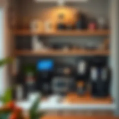 Functional small coffee bar with organized equipment