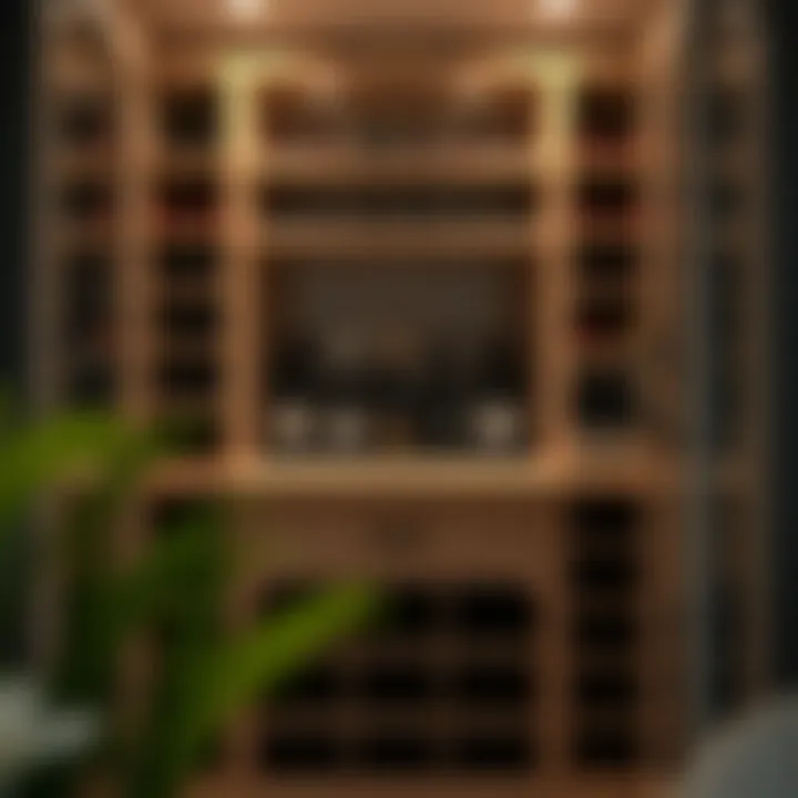 Organized Interior of Wine Rack Cabinet Interior view of a well-organized wine rack cabinet