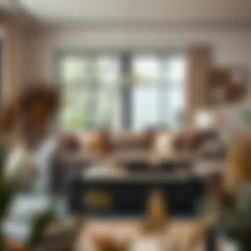 Stylish storage box in a modern living room