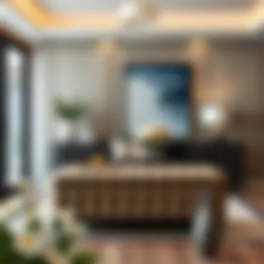 Elegantly Styled Tall Ottoman Bench with Decor An elegantly styled tall ottoman bench paired with complementary decor elements.