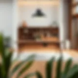 Elegant wooden 30 inch work table in a minimalist setting