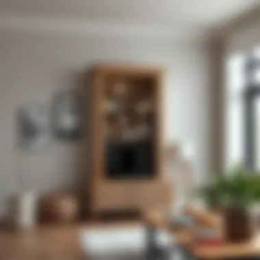 Well-organized small wall display cabinet enhancing living space